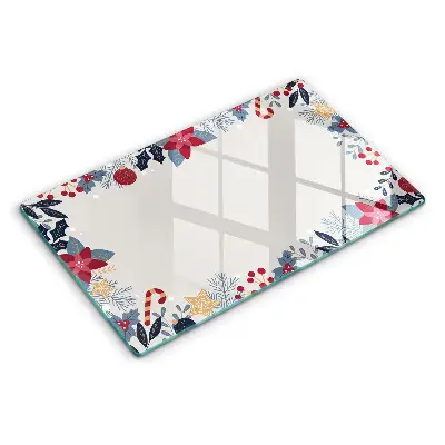 Planche à découper en verre décorée sur le thème de Noël