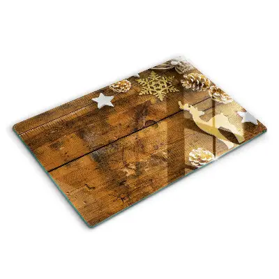 Planche à découper en verre décor Noël de 80 x 52 cm