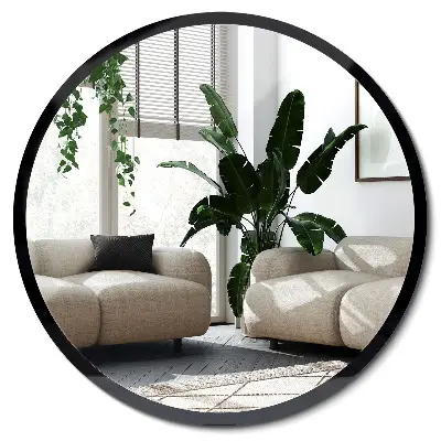 Miroir rond avec cadre noir
