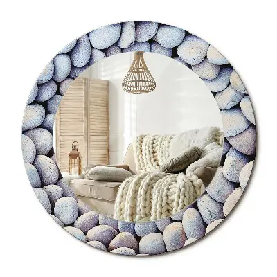 Miroir rond imprimé cercle de pierres marines