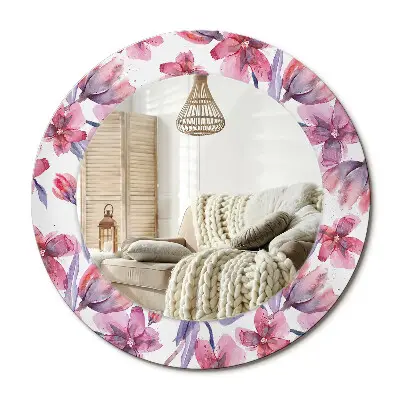 Miroir rond imprimé Fleurs à l'aquarelle