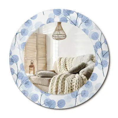 Miroir rond imprimé Branches et feuilles