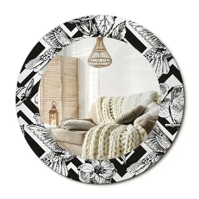 Miroir rond cadre imprimé Colibris
