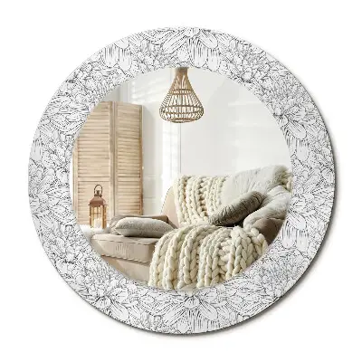 Miroir rond imprimé fleurs de lotus