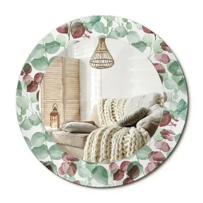 Miroir rond avec décoration Eucalyptus