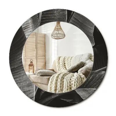 Miroir rond avec décoration palmiers tropicaux