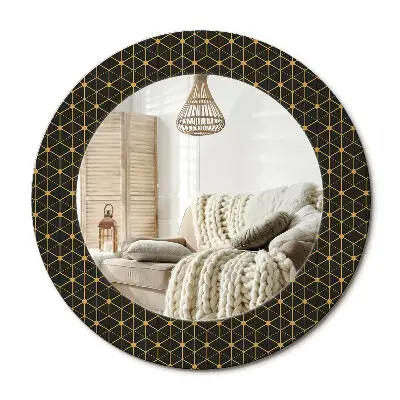 Miroir rond imprimé Géométrie hexagonale