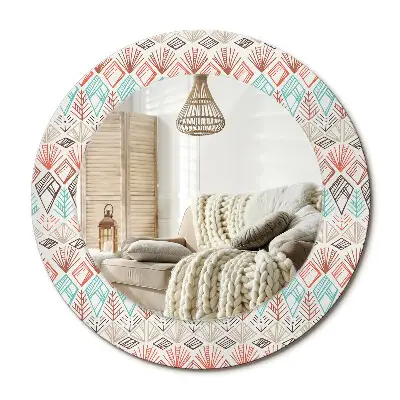 Miroir rond avec décoration Modèle ethnique