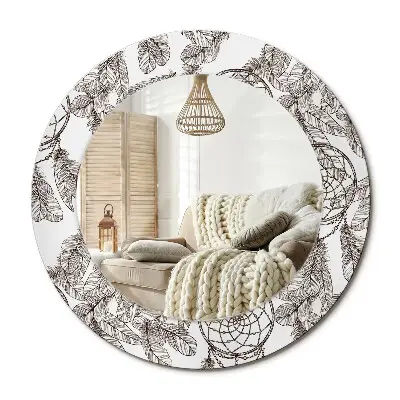 Miroir rond avec décoration Attrape-rêves