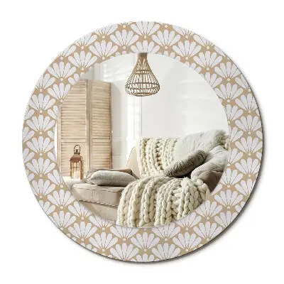 Miroir rond imprimé fleur orientale