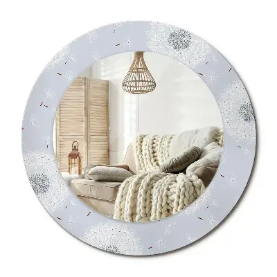 Miroir rond avec décoration Pissenlits