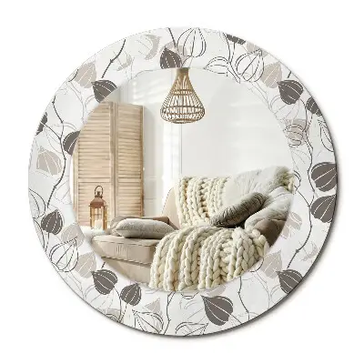 Miroir rond imprimé floral abstrait