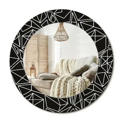 Miroir rond avec décoration Motif géométrique