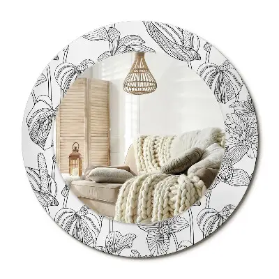 Miroir rond imprimé Motif floral