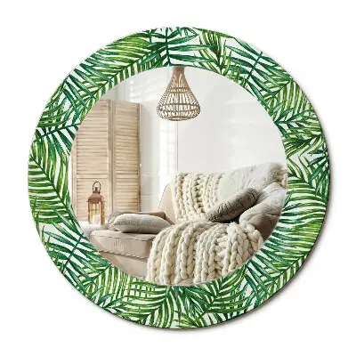 Miroir rond avec décoration palmier tropical