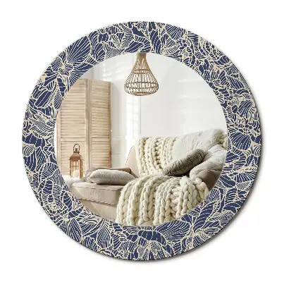 Miroir rond avec décoration Fleurs
