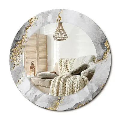 Miroir rond imprimé Motif marbré