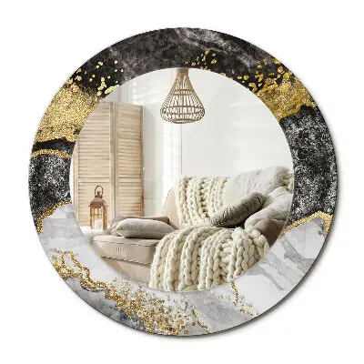 Miroir rond avec décoration Loft en marbre