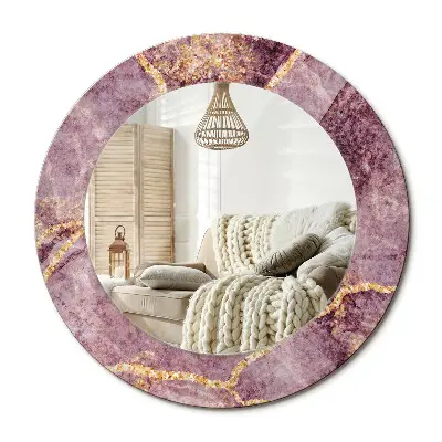 Miroir rond cadre avec impression Imitation marbre