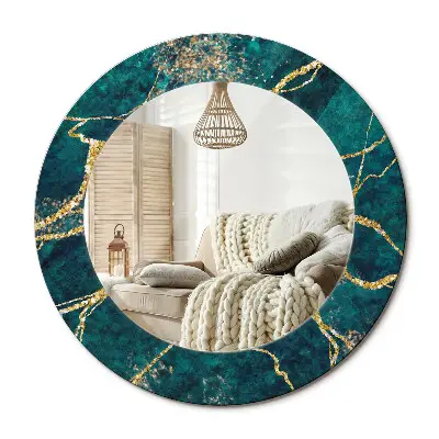 Miroir rond imprimé marbre vert