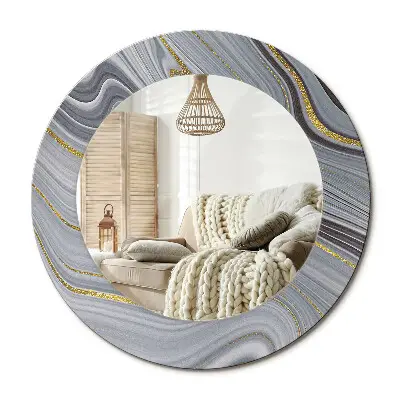 Miroir rond avec décoration marbre gris