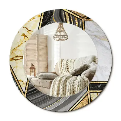 Miroir rond cadre imprimé Style marbre
