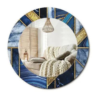 Miroir rond imprimé Marbre moderne