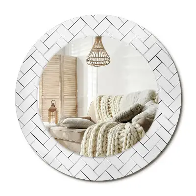 Miroir rond avec décoration chevrons