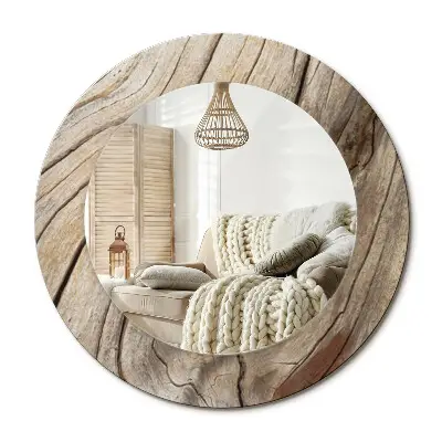 Miroir rond avec décoration Bois fendu