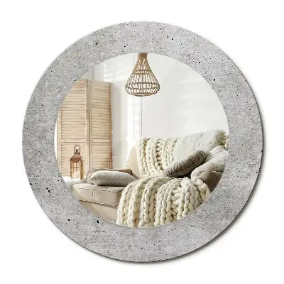 Miroir rond avec décoration Béton gris