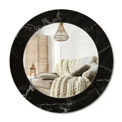 Miroir rond cadre imprimé Pierre de marbre