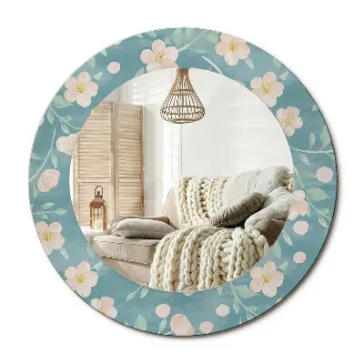 Miroir rond imprimé Motif floral