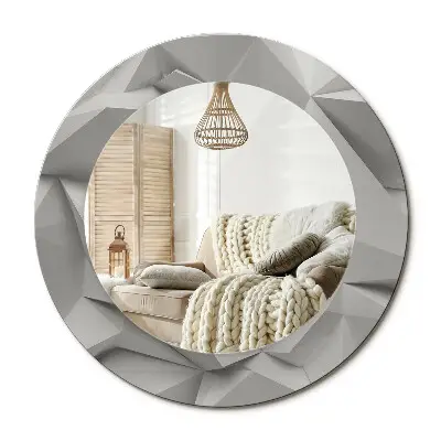 Miroir rond cadre avec impression Cristal blanc abstrait