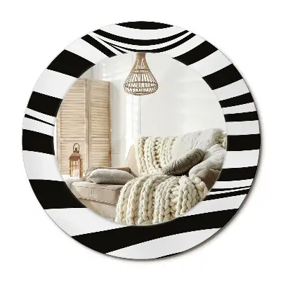 Miroir rond avec décoration vague abstraite