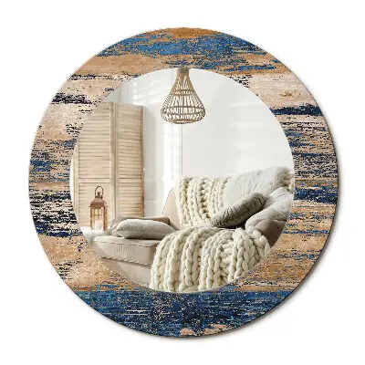 Miroir rond cadre avec impression Bois abstrait