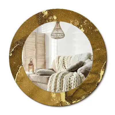 Miroir rond imprimé tourbillons métalliques