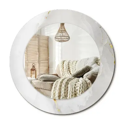 Miroir rond cadre avec impression marbre brillant