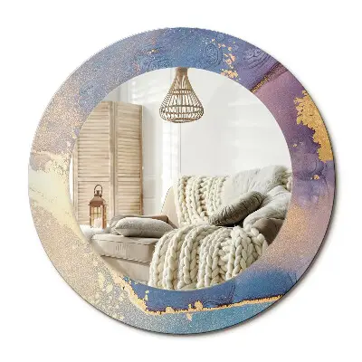 Miroir rond avec décoration Pierre de marbre