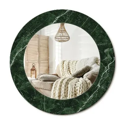 Miroir rond cadre avec impression marbre vert