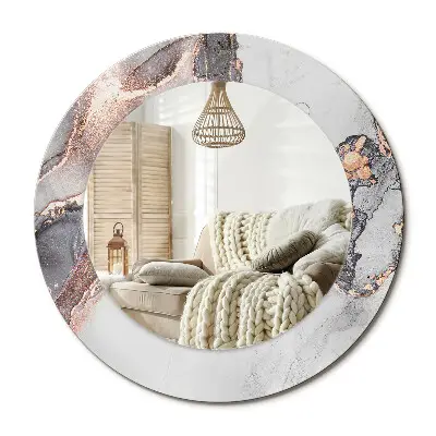 Miroir rond cadre avec impression Marbre abstrait