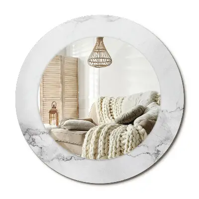 Miroir rond avec décoration marbre blanc