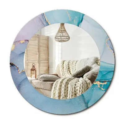 Miroir rond avec décoration Fluide abstrait