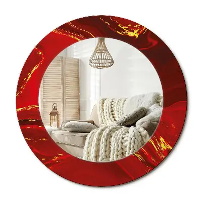 Miroir rond avec décoration marbre rouge