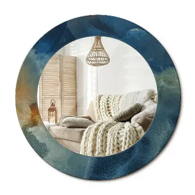 Miroir rond avec décoration marbre onyx