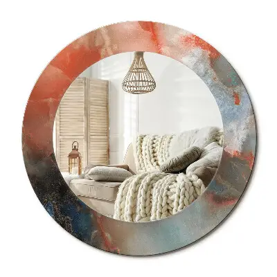 Miroir rond imprimé billes d'onyx