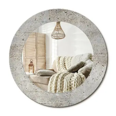Miroir rond imprimé Béton gris