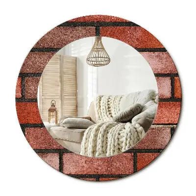 Miroir rond imprimé En brique rouge