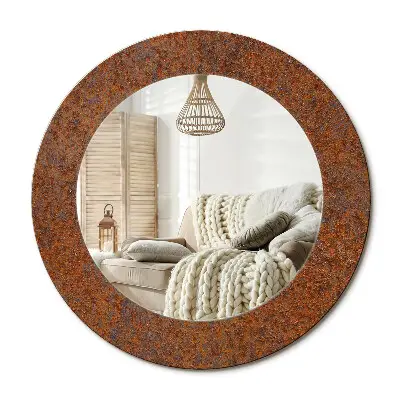 Miroir rond imprimé Métal rouillé