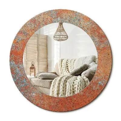 Miroir rond imprimé Métal rouillé