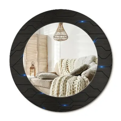Miroir rond cadre imprimé Abstraction futuriste